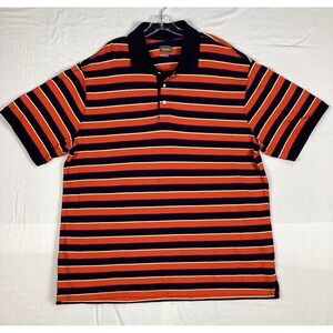 Foundry Men's 2XL Short Sleeve Polo Shirt, Striped Orange‎ Blue Black White